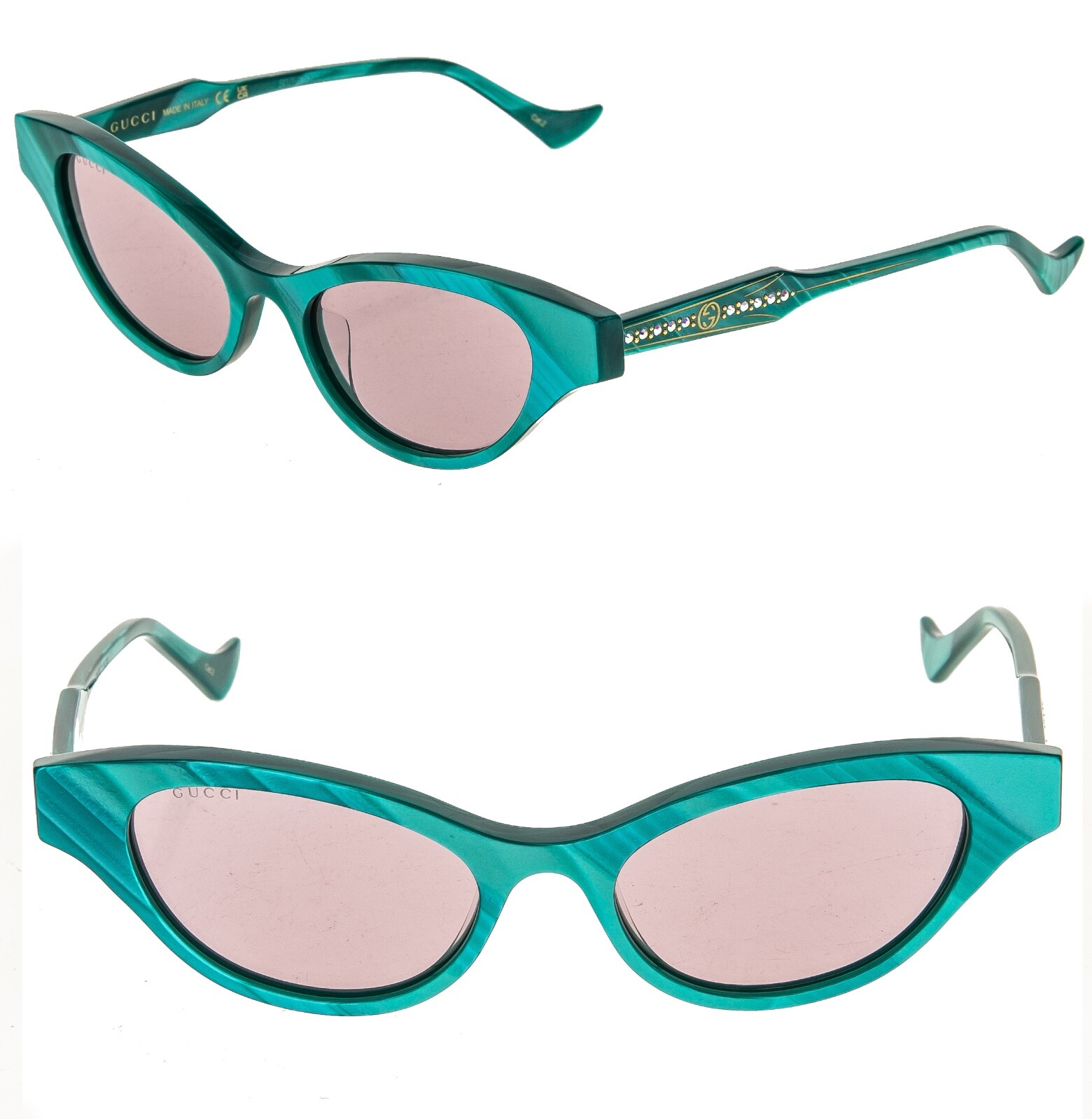 GUCCI HOLLYWOOD FOREVER 1298 Green Pearl 003 Crystal Stud