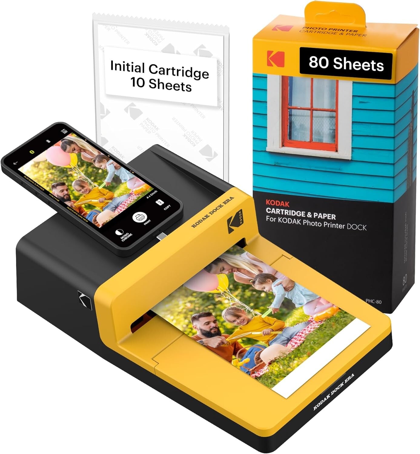 KODAK Dock plus 4PASS Instant Photo Printer, 4X6 Inches, 90 Sheets