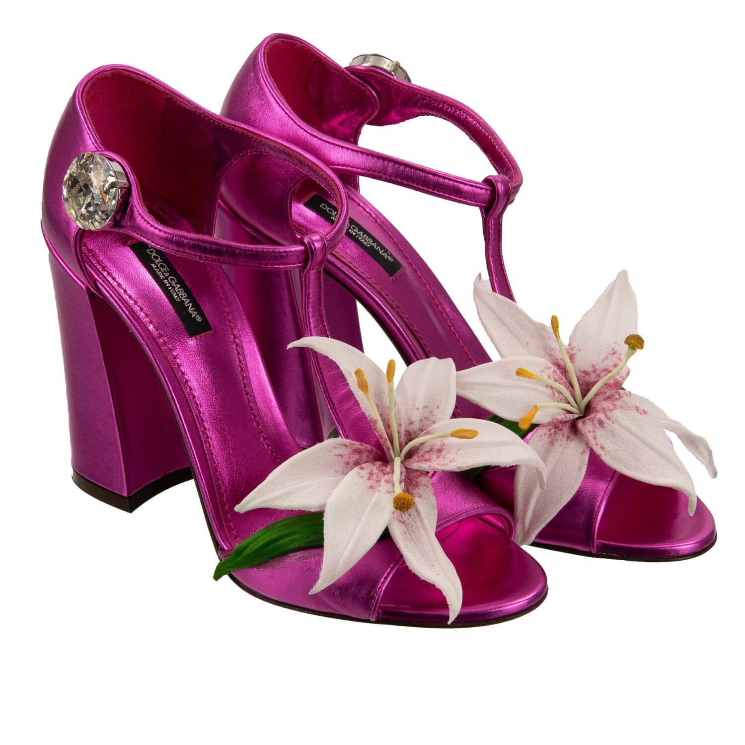 DOLCE & GABBANA Lily Flower Crystal Brooch Sandals Pumps KEIRA