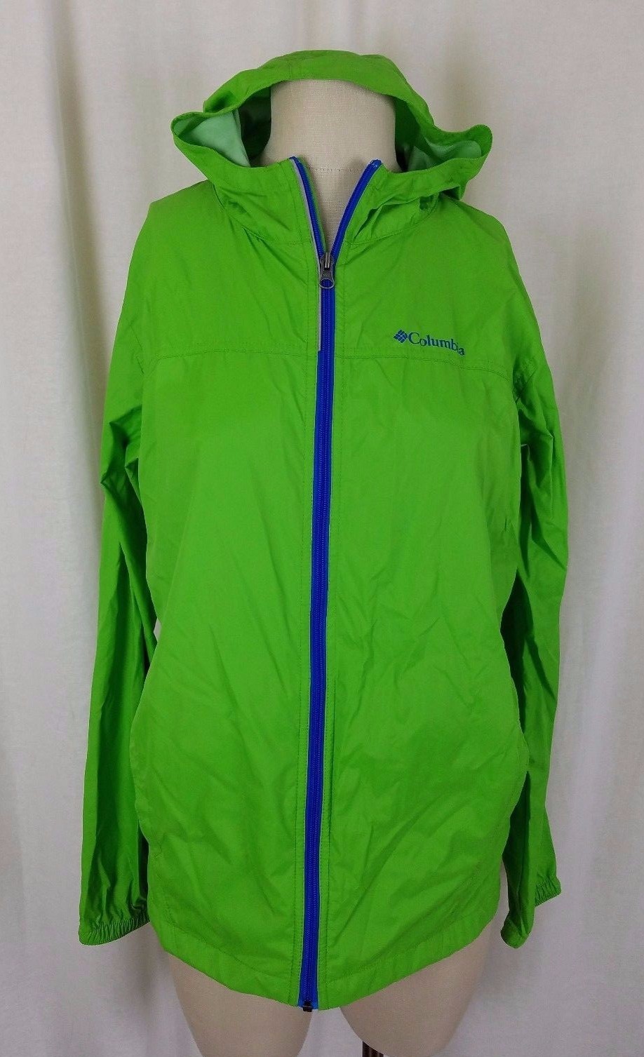 Columbia Lime Green Lightweight Packable Windbreaker Shell Rain