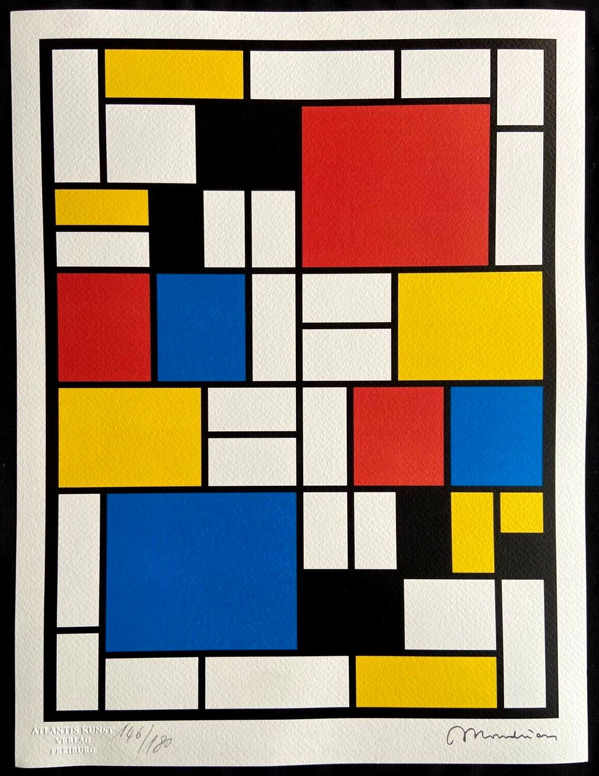 Piet Mondrian, Original Lithograph COA Stamp (Jean Hans Arp=Josef
