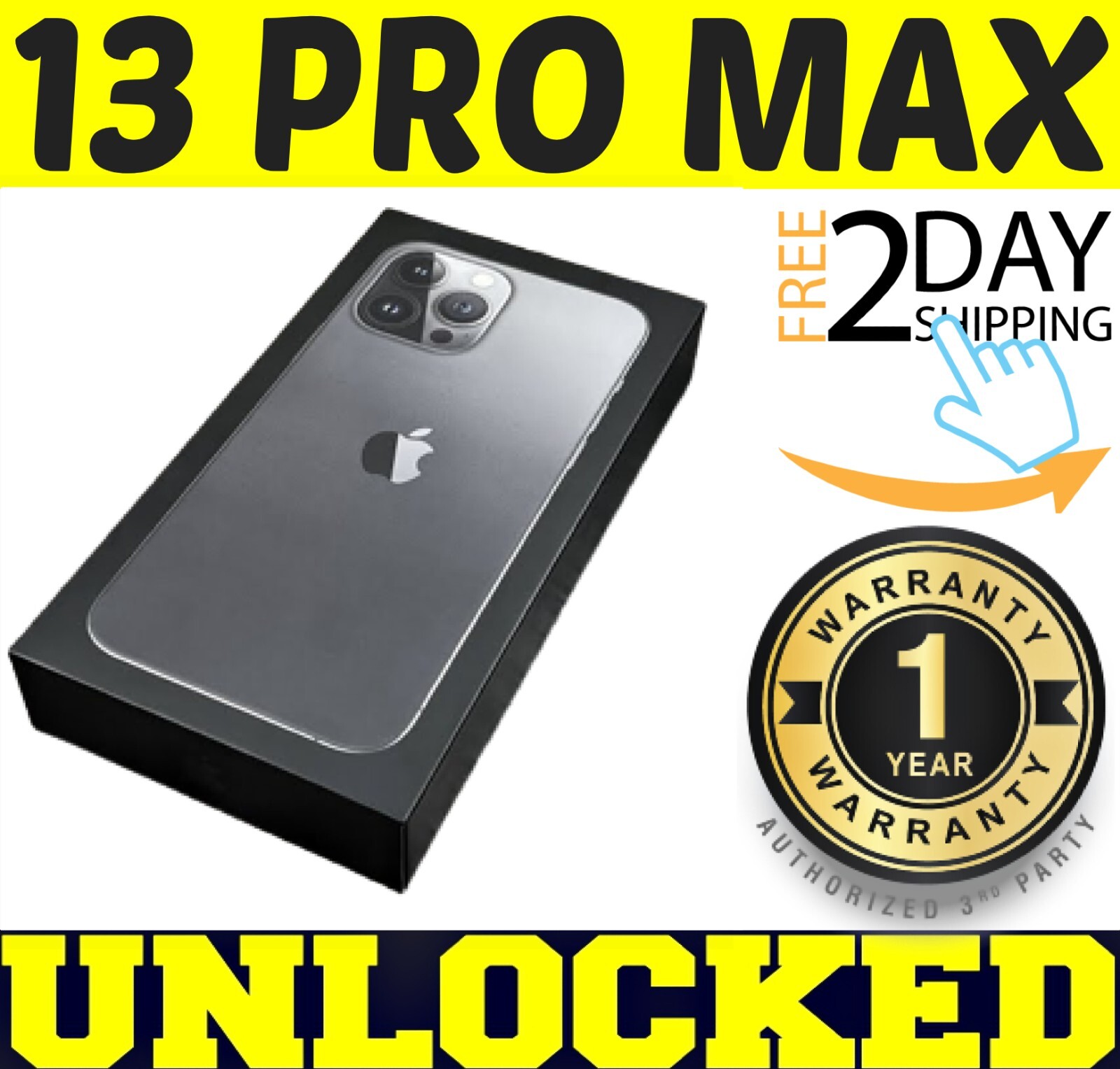 Apple iPhone 13 PRO MAX 128GB GRAPHITE (FACTORY UNLOCKED) ✓1 YR