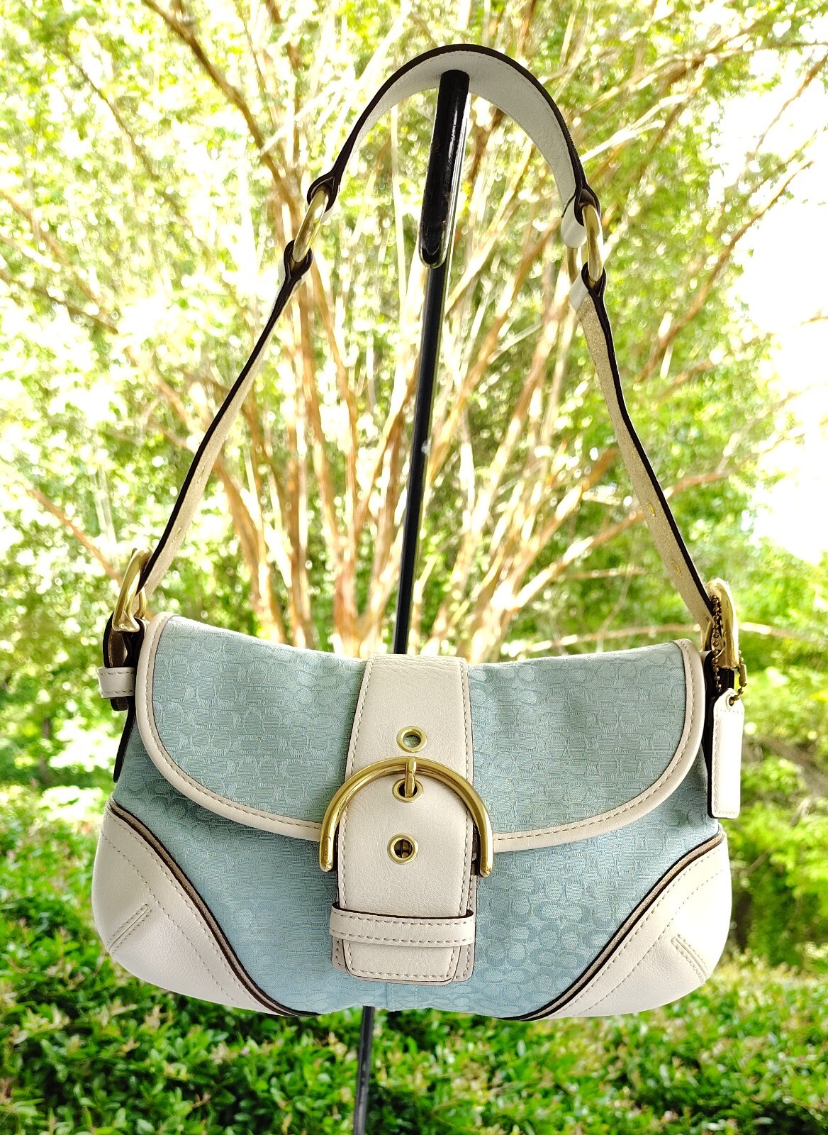 Coach Vintage 1457 Soho Y2K Blue Signature C Canvas & White