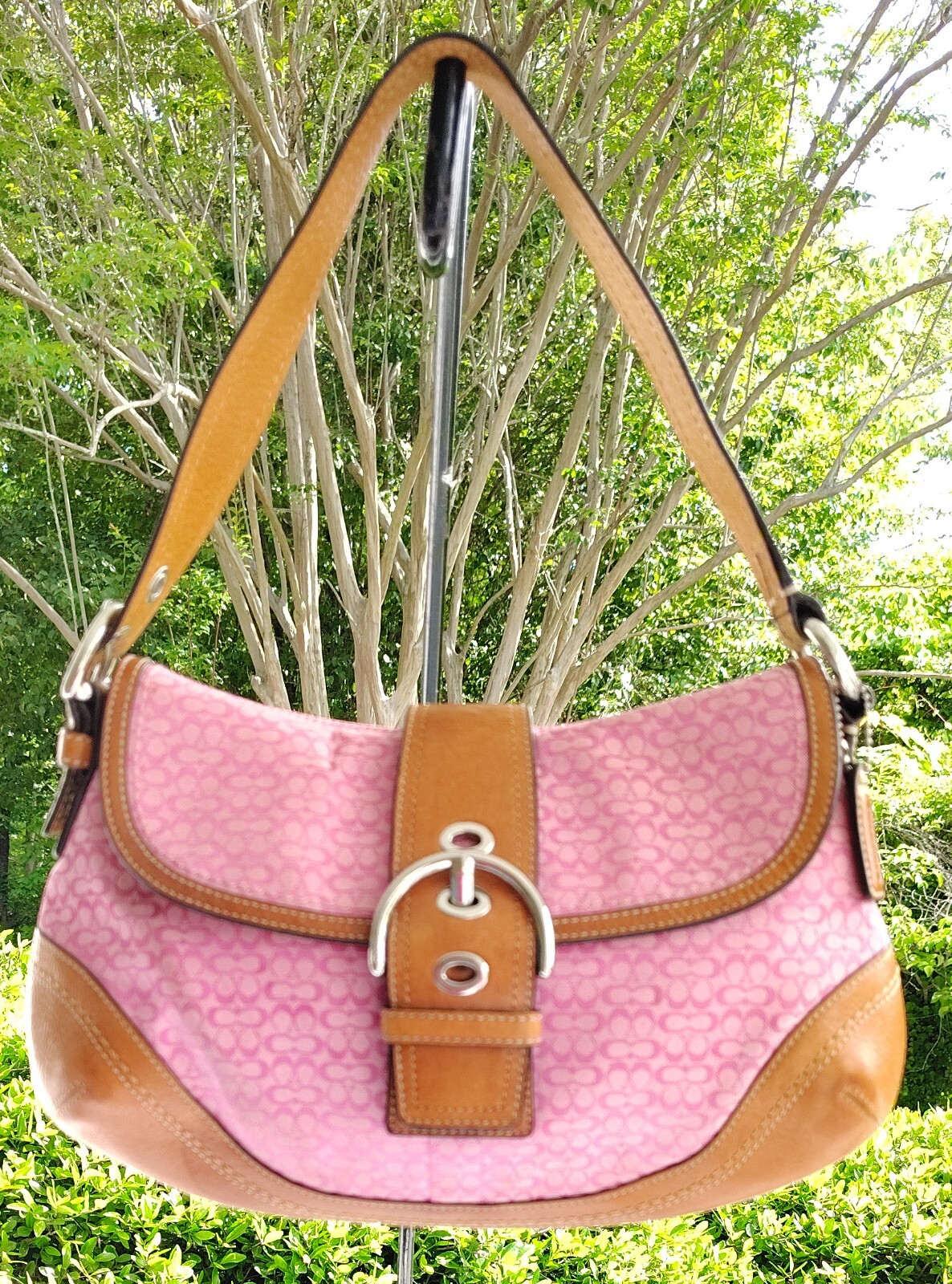 Coach Vintage F10926 Soho Y2K Pink Signature C Canvas Leather