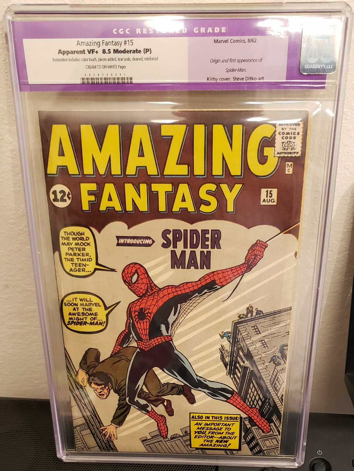 💥AMAZING FANTASY 15 CGC 8.5 VF+ HIGH GRADE STAN LEE SPIDER-MAN