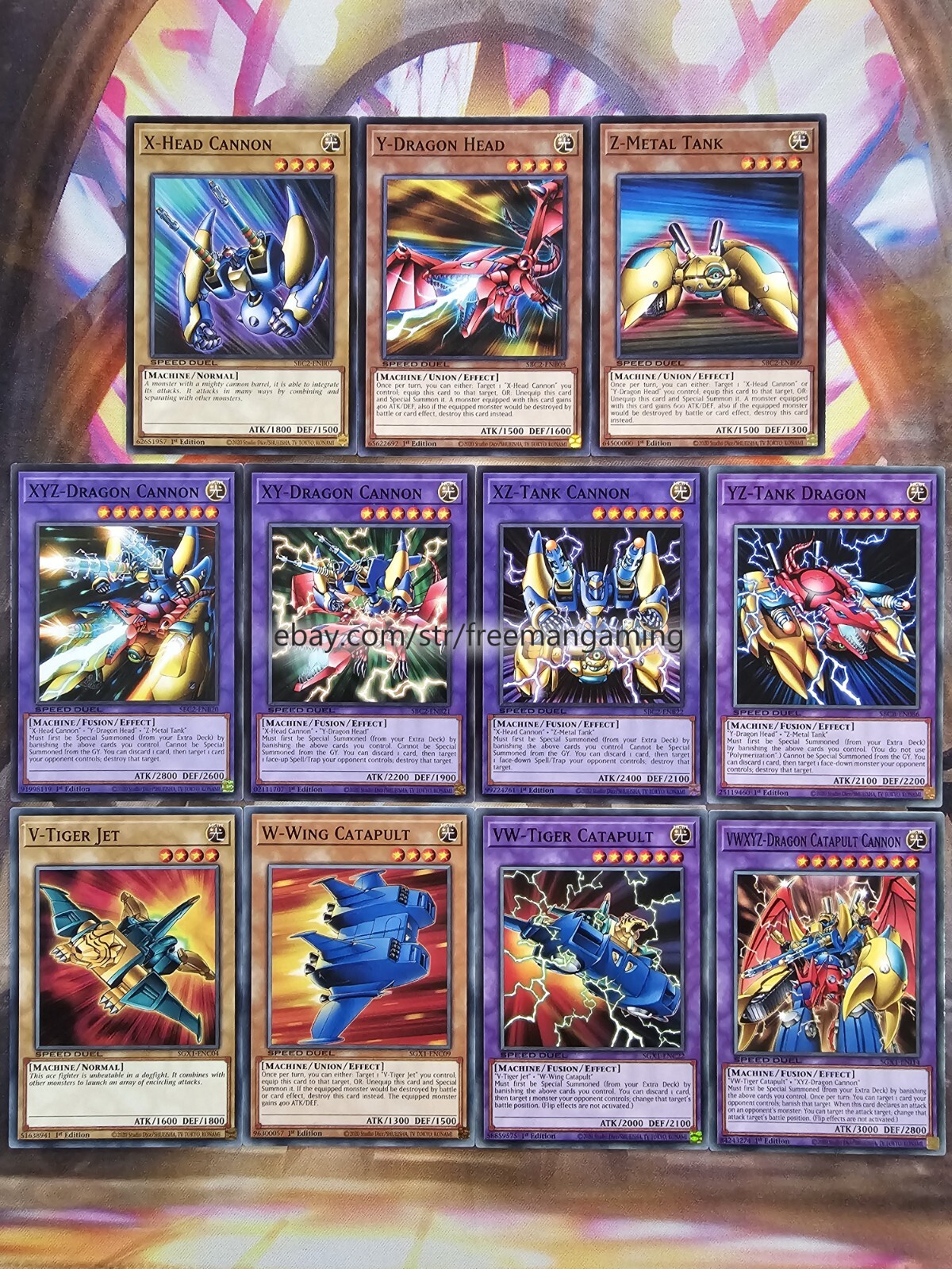 Yugioh 11 Card Set VWXYZ-Dragon Catapult Cannon Head Metal Tank