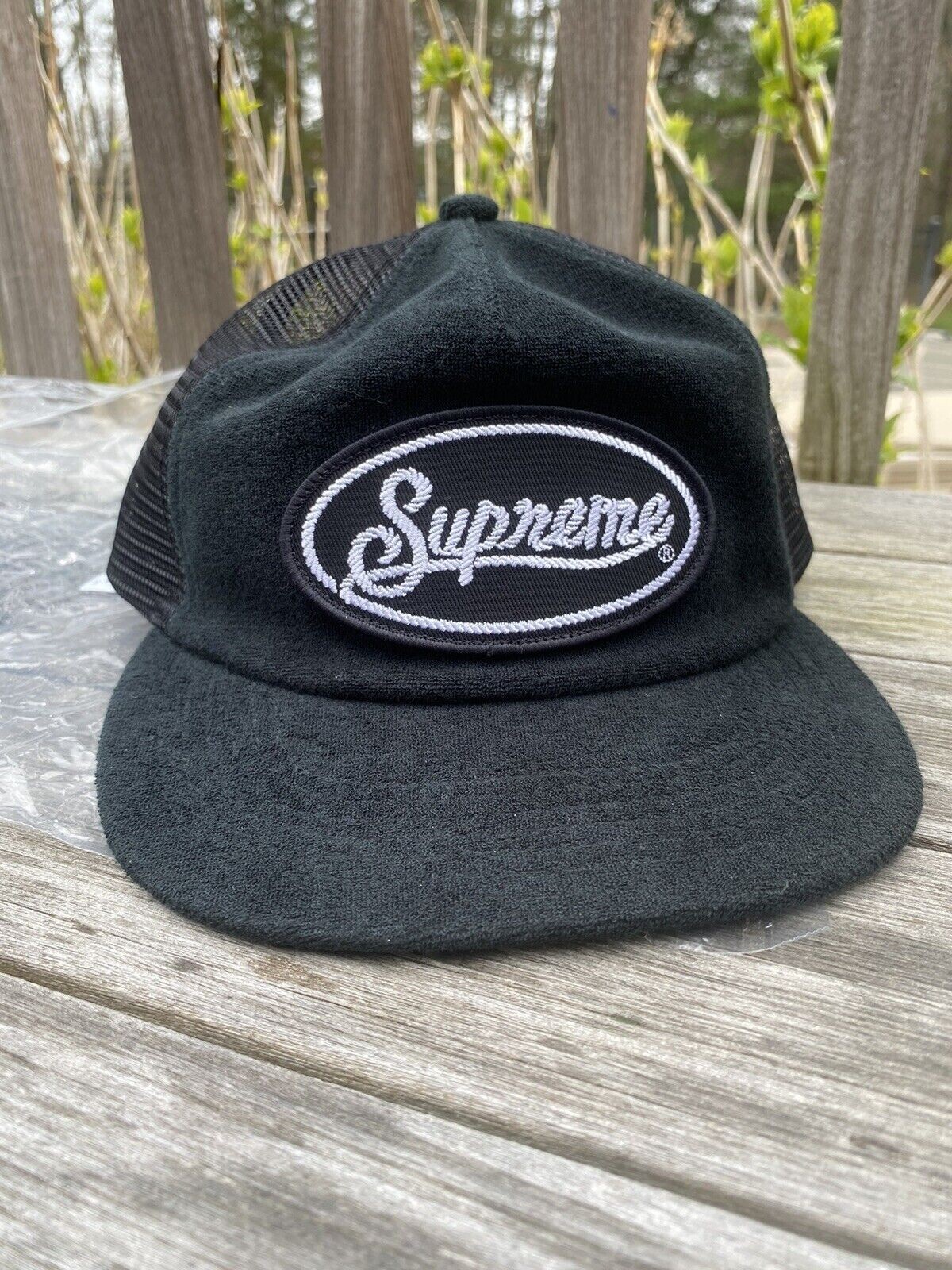 Supreme Terry Mesh Back 5 Panel SnapBack Hat Black | eBay