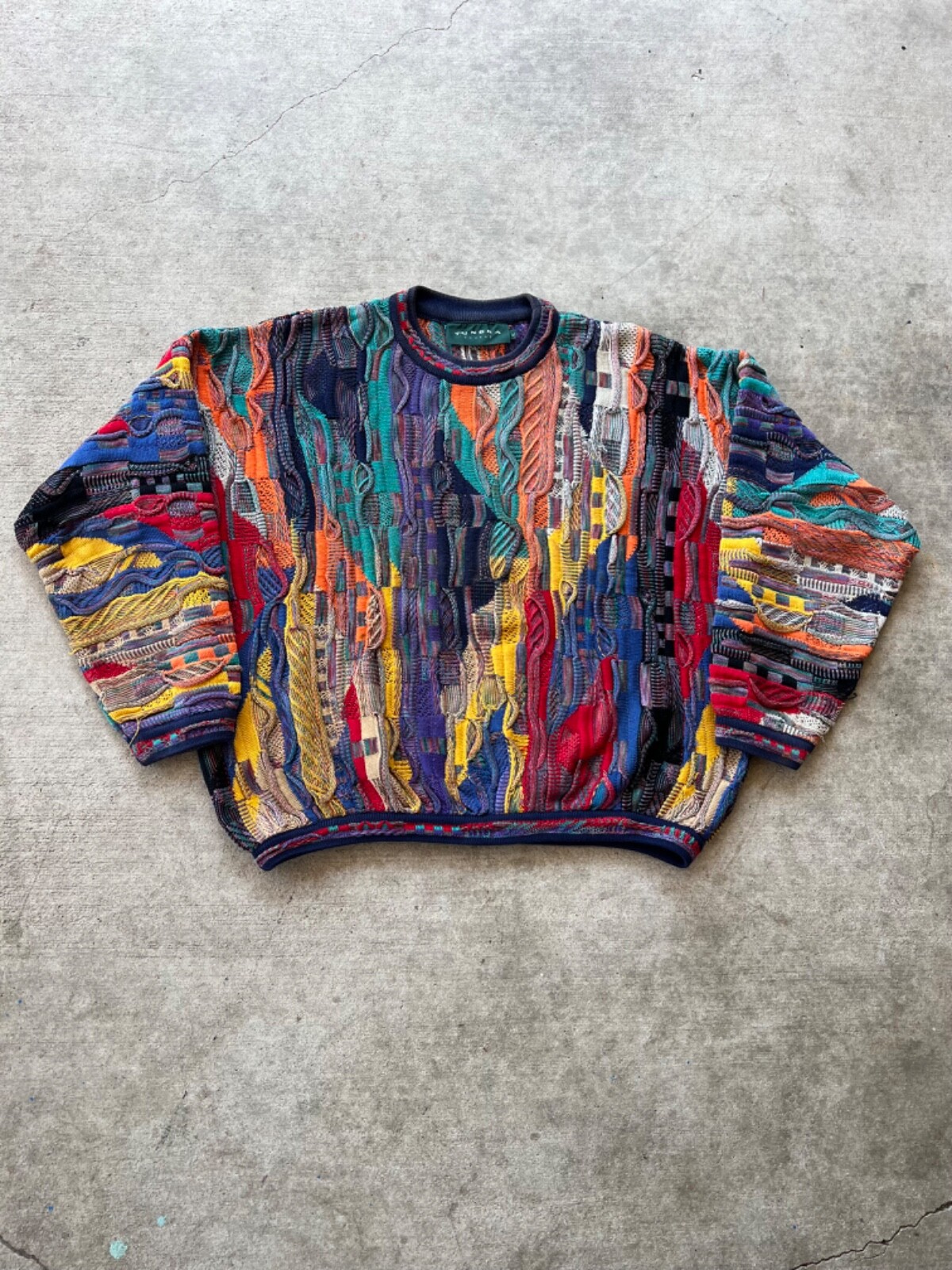 Vintage 90s Tundra Canada Multi Colored Coogi Style Cotton Cosby