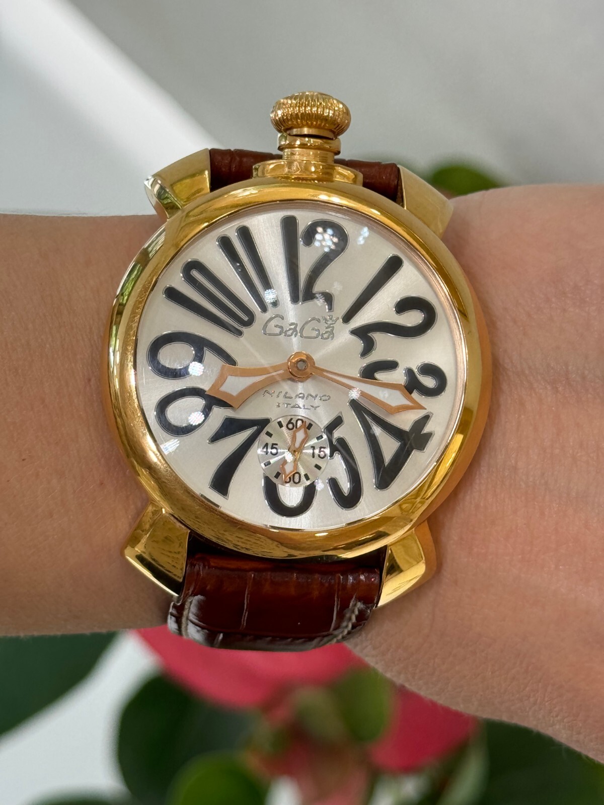 GaGa Milano Watch Big Dial Mens 48mm Gold Plated Swiss Made | eBay