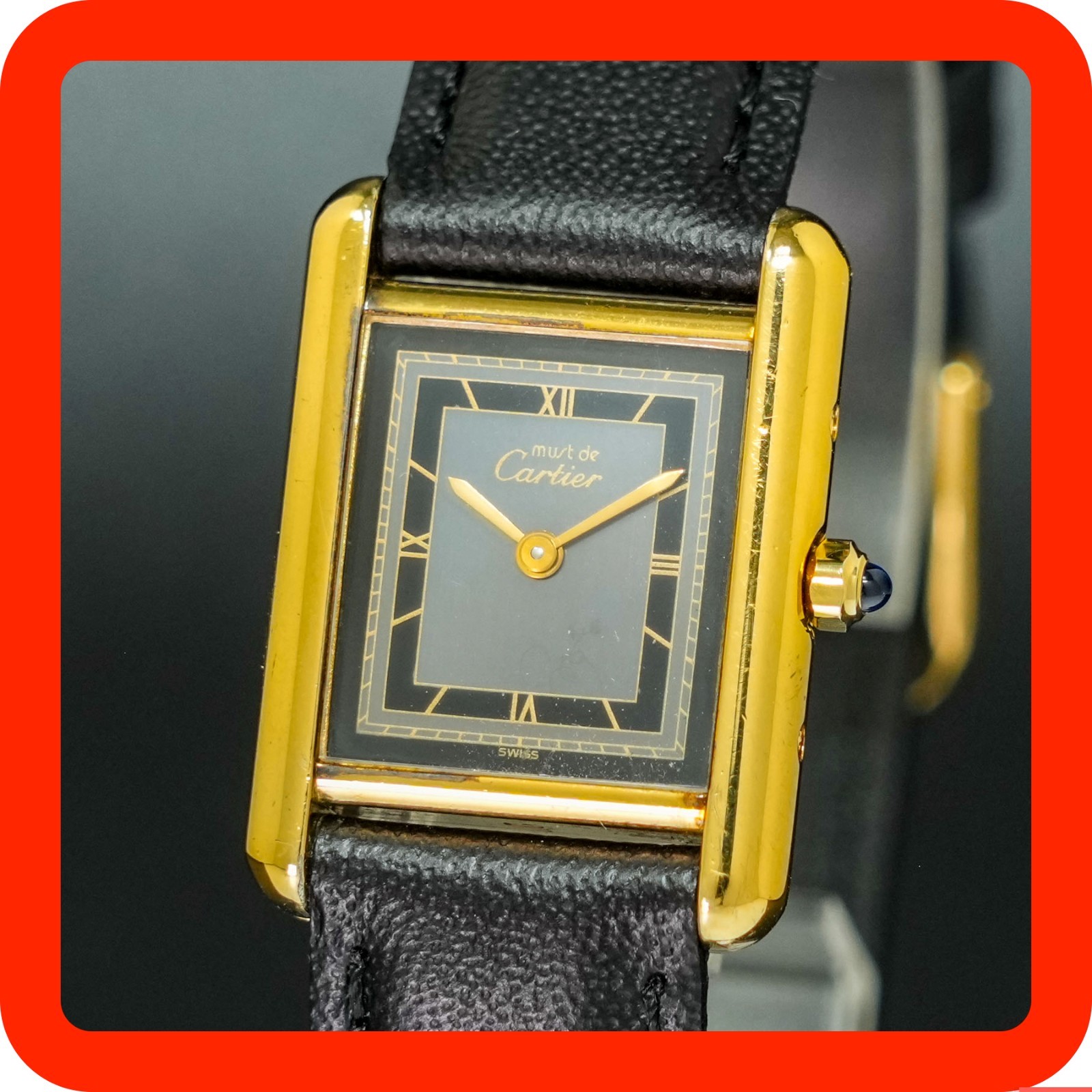 Vintage [N-MINT] Must de Cartier Tank Vermeil Gray dial 21mm Women