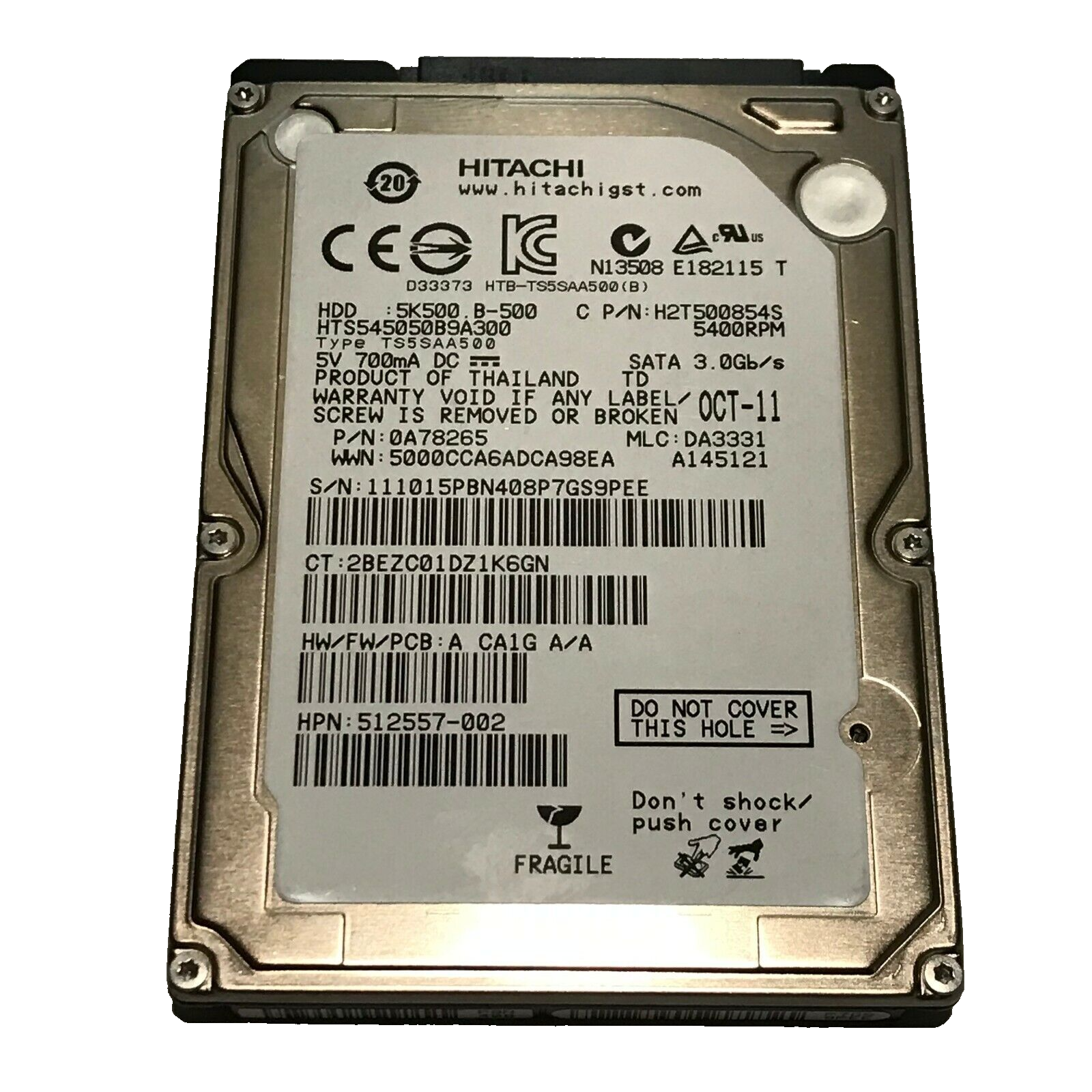 日立 500GB iVDR-S アイヴィー 公式通販 WOOO用内蔵HDD 日立WOOO