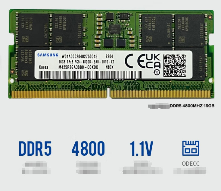 Samsung 16GB RAM DDR5 4800B 4800MHz PC5-38400 Notebook Memory Non