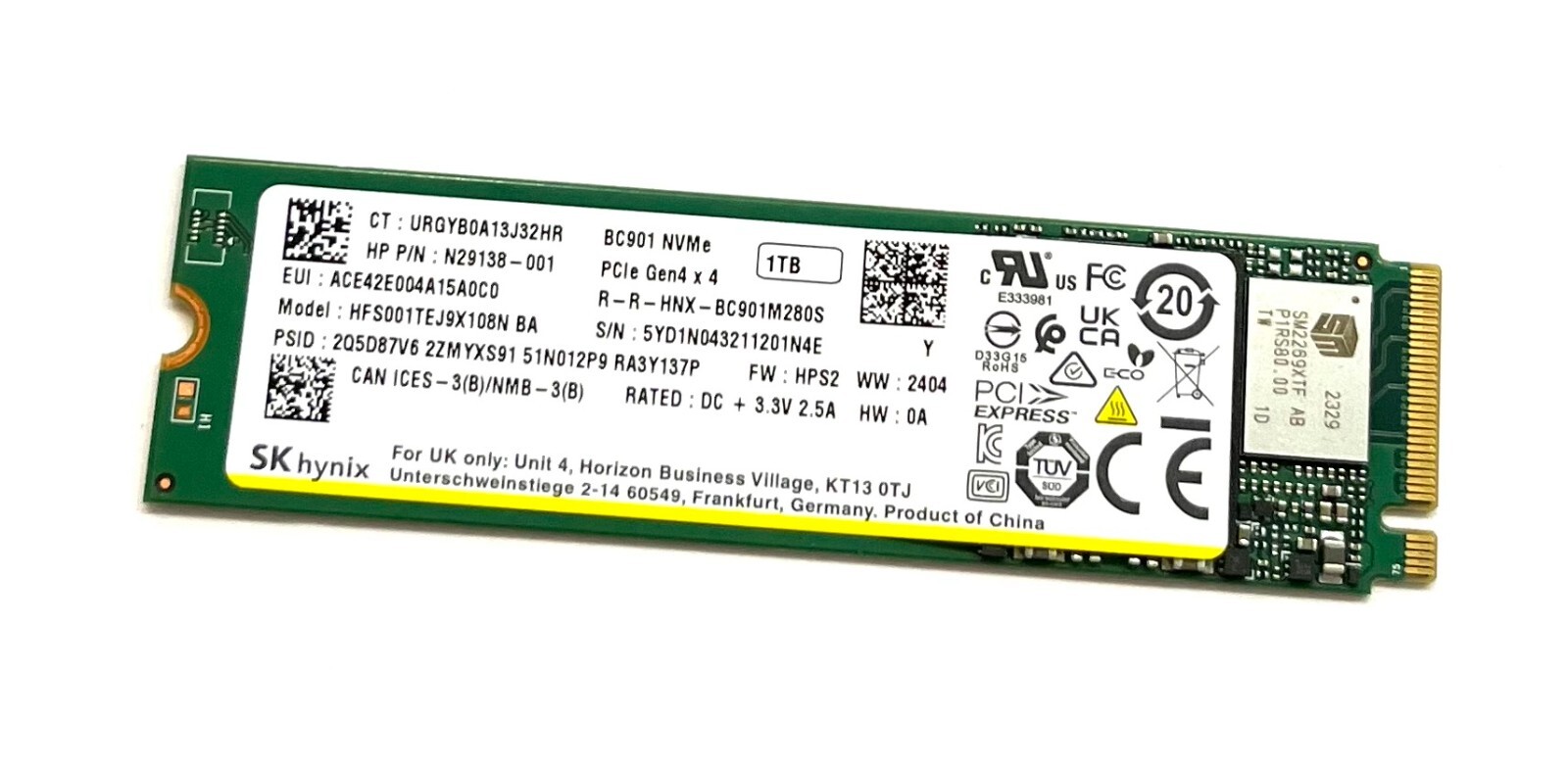 SK Hynix BC901 1TB M.2 M Key SSD Solid State Drive HFS001TEJ9X108N