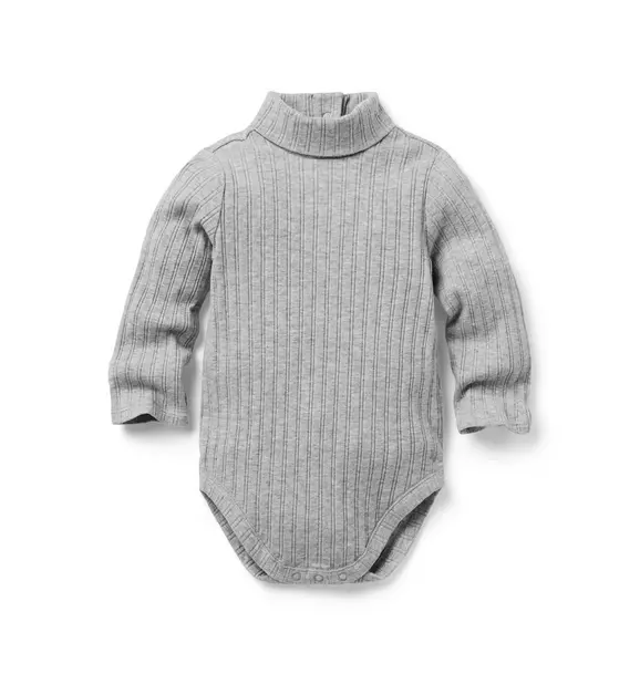 Baby Classic Grey Heather Baby Ribbed Turtleneck Bodysuit by Janie