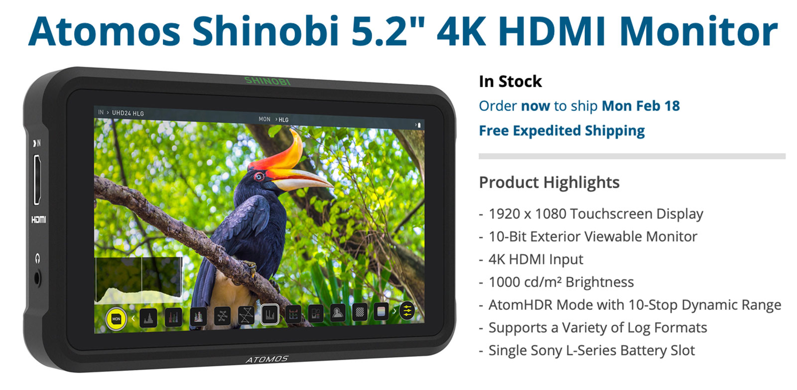Atomos Releases $399 Shinobi 5.2