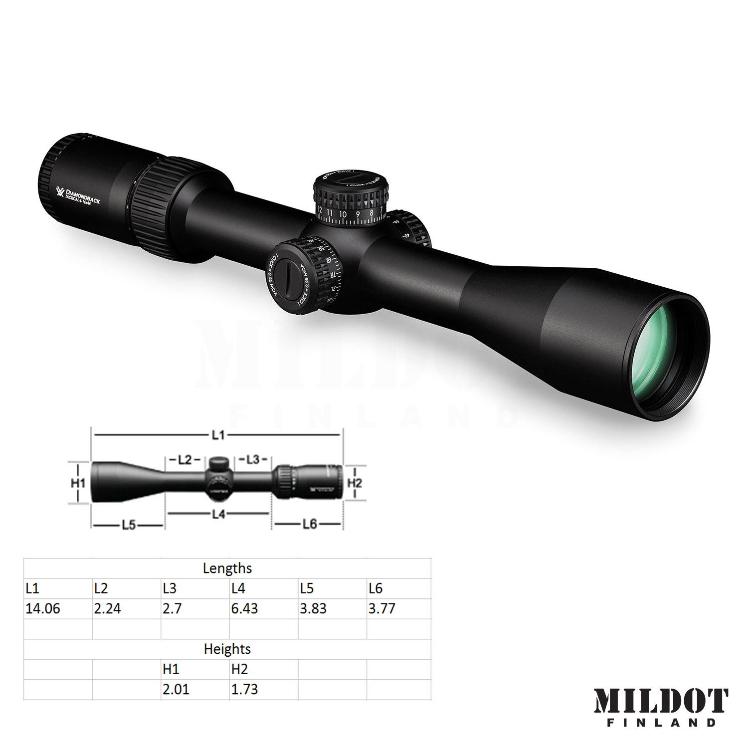 Vortex DiamondBack® Tactical 4-16X44 FFP EBR-2C (MRAD) 30 mm