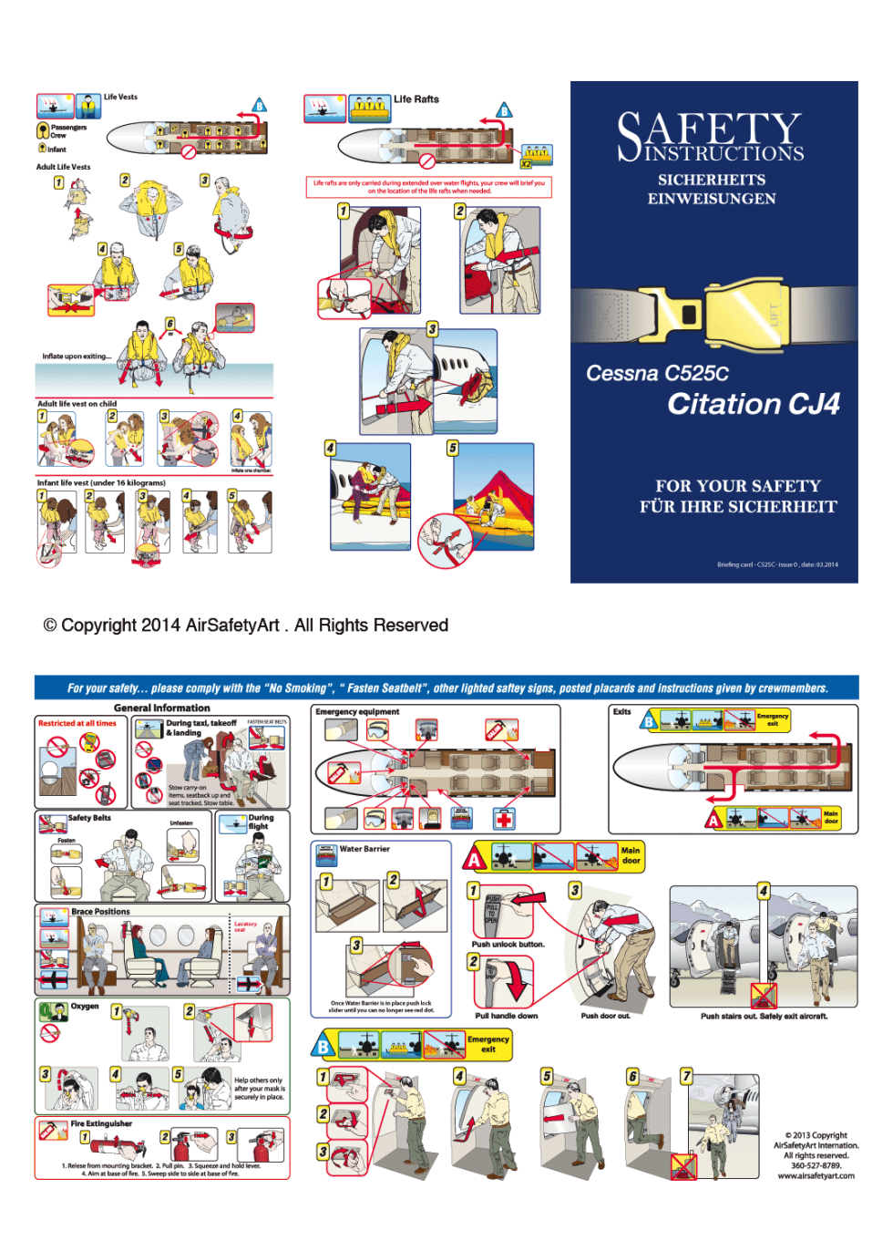 Cessna 525C Citation CJ4 Safety Briefing Card - Air Safety Art