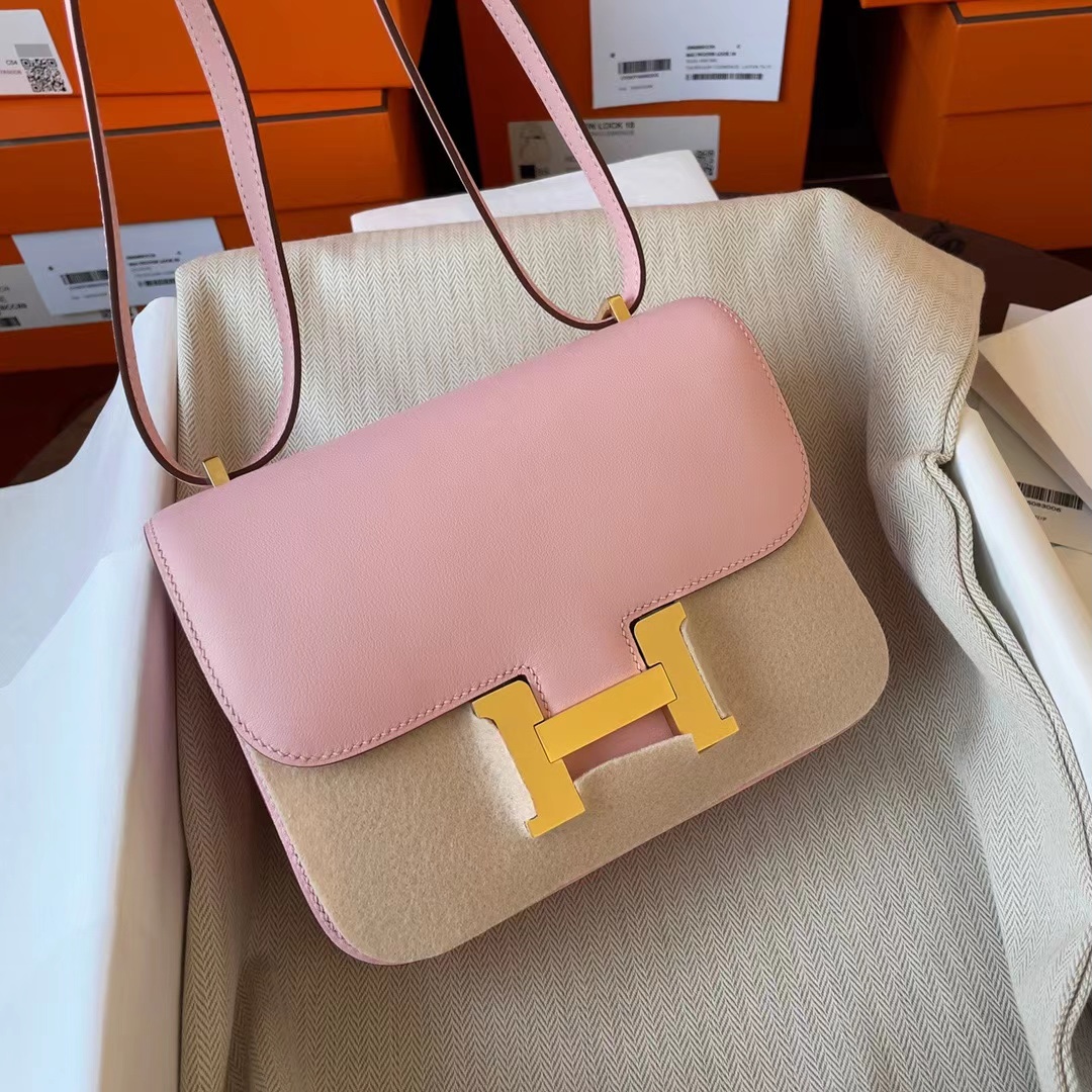 エルメス コンスタンスミニ ローズサクラ スイフト ゴールド金具