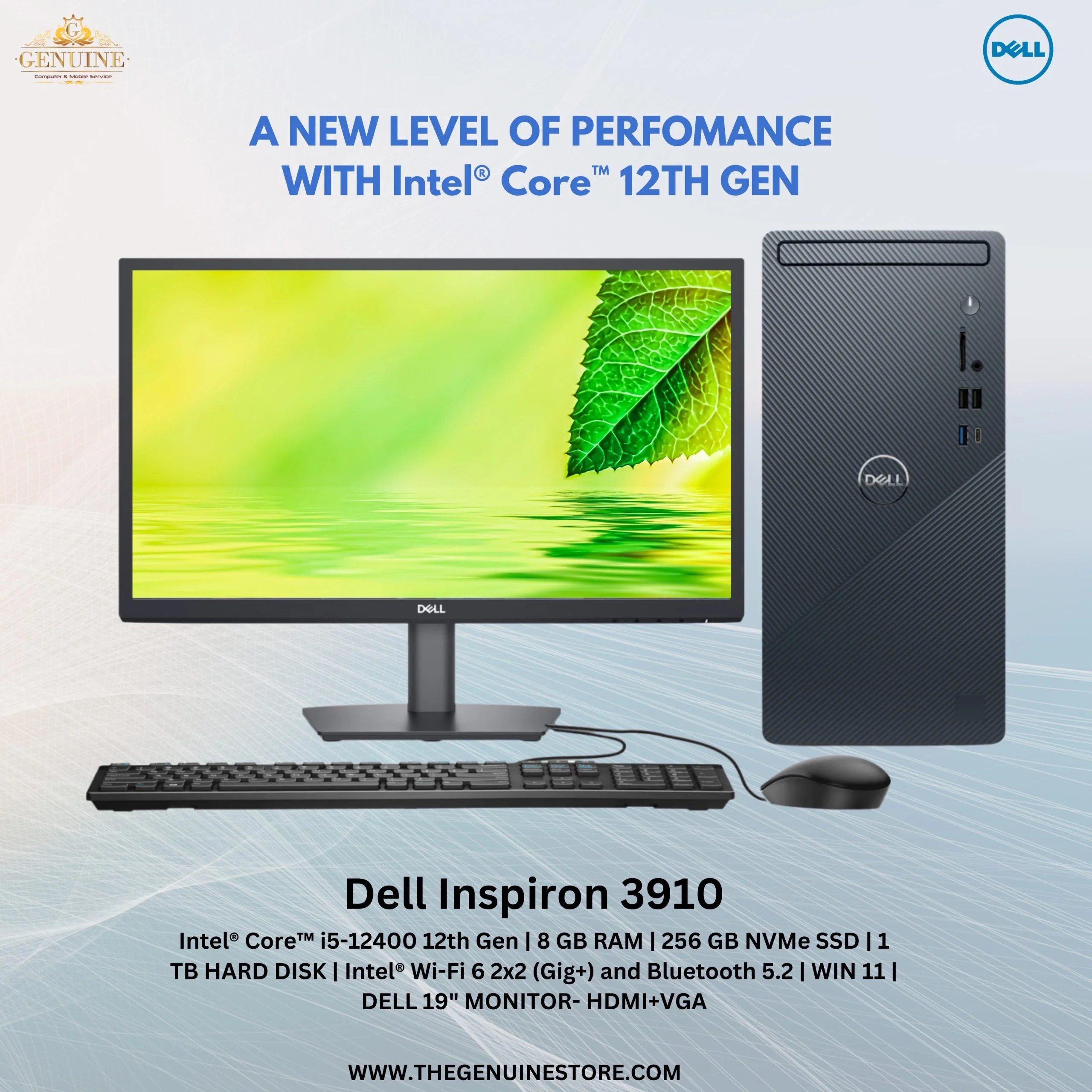 Dell Inspiron 3910 Desktop - 12th Gen Intel Core i5-12400, 8GB