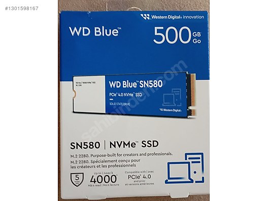 500 GB WD Blue SN580 NVMe M.2 SSD SIFIR KAPALI AMBALAJ sahibinden