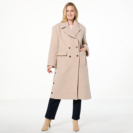WynneLayers Woven Melton Button Detail Coat | HSN