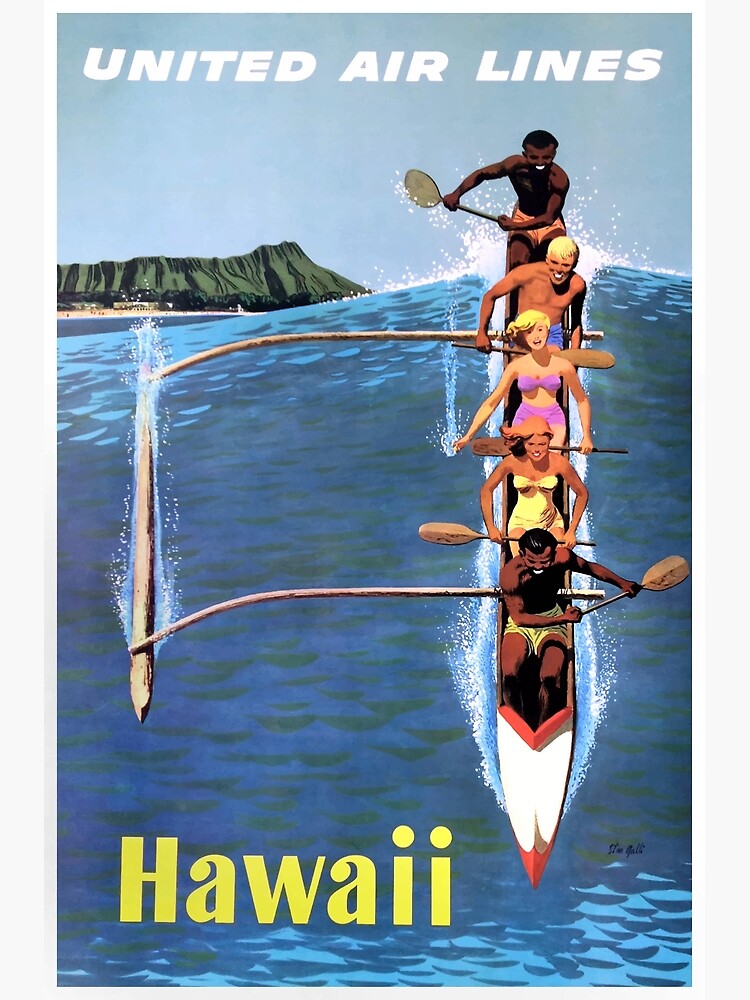 HAWAII UNITED AIR LINES ポスター 60s Hawaii United Air Lines