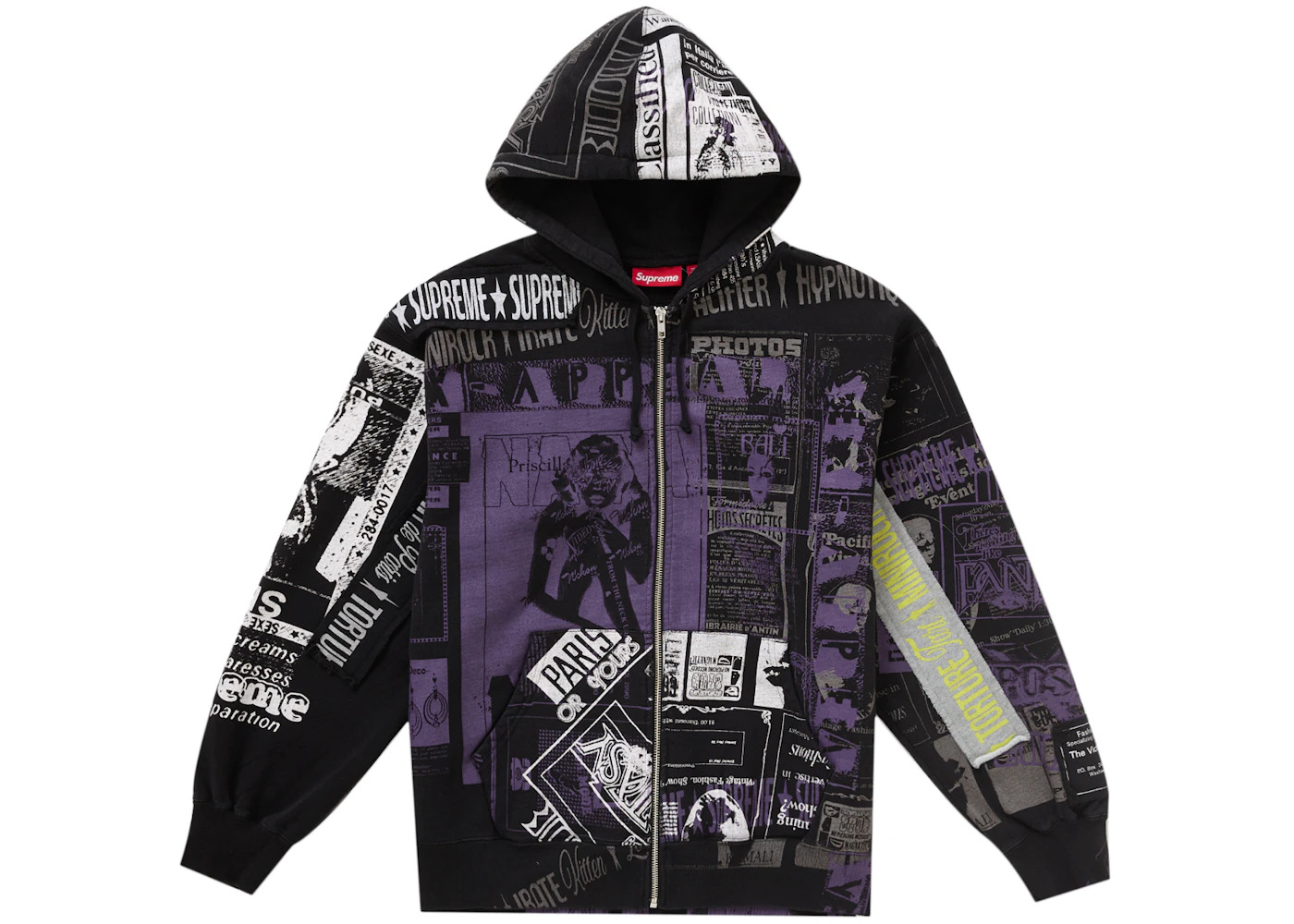 Supreme Supreme Collage Zip Up Hooded Sweatshirt Black | REVERSIBLE