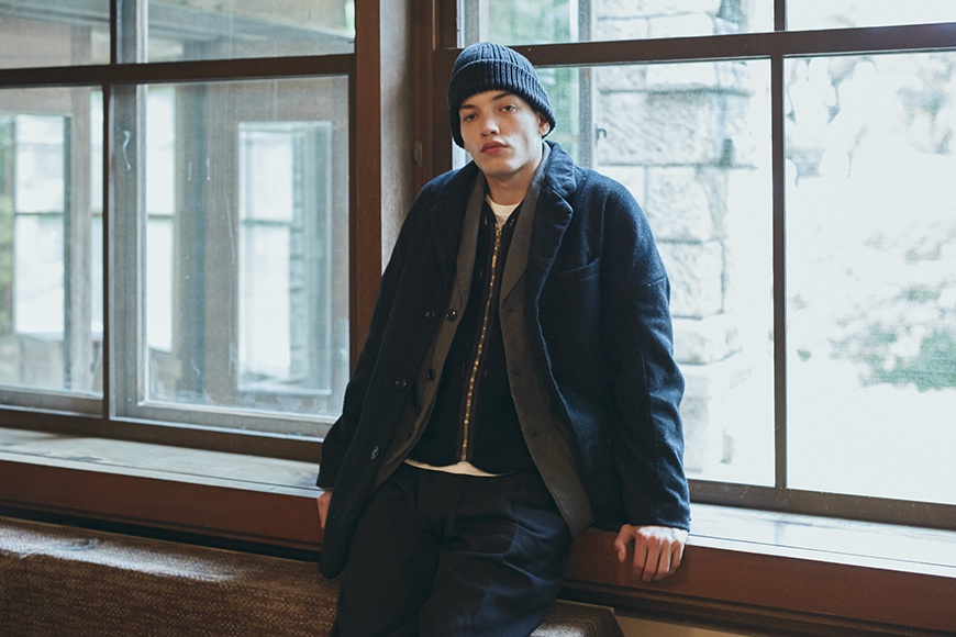 visvim WAWONA DOWN VEST (W/LI NEP TWEED) NAVY | REVERSIBLE