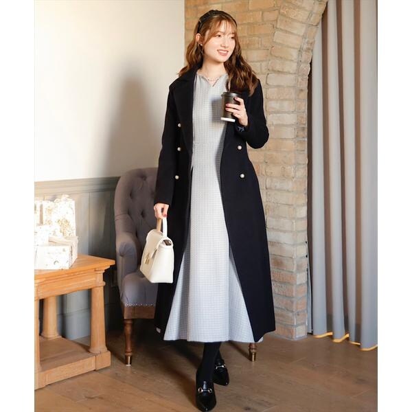 パールボタンダブルチェスターロングウールコート | スウィングル