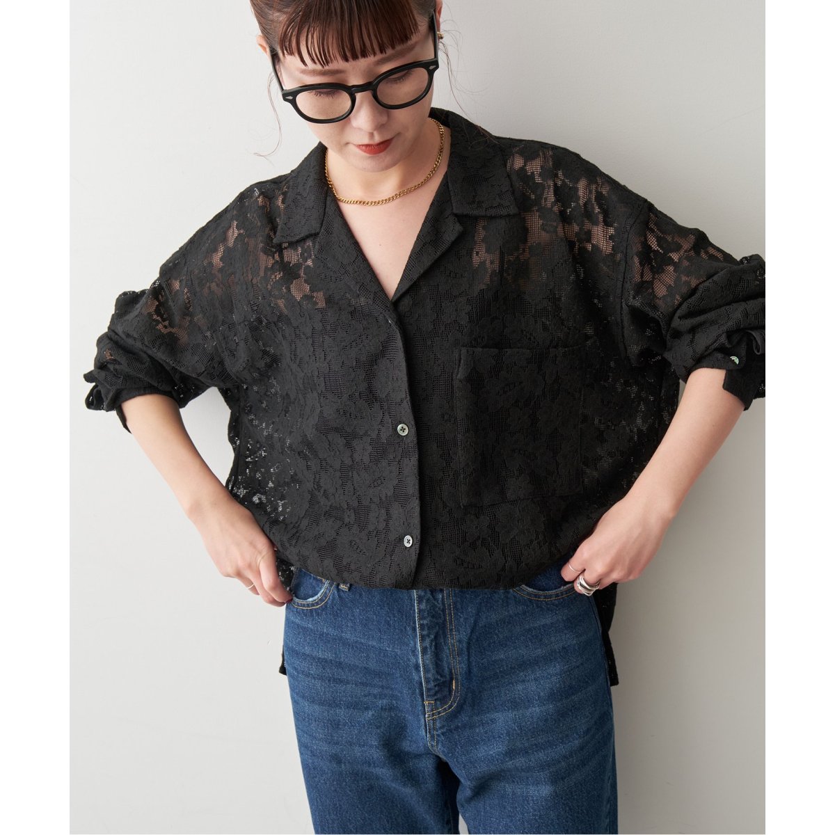 レースオープンカラーシャツ | スピック＆スパン(Spick and Span