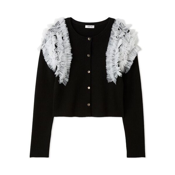 ショルダーチュールフリルニットカーディガン | フレイ アイディー