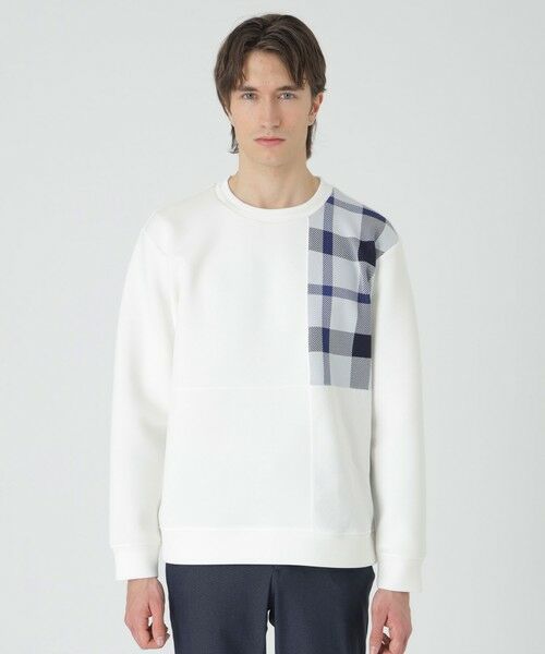 セール】 チェックニットドッキングスウェットシャツ （カットソー
