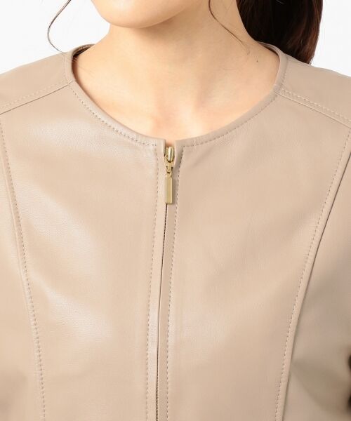 セール】 【本革】ノーカラーラムレザー ジャケット （ノーカラー