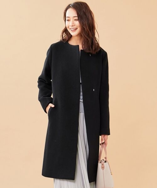 セール】 【2WAY】スーペリアファインウールモッサ ノーカラーコート