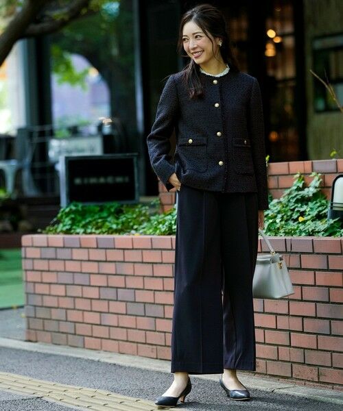 ノーカラーフリンジツイード ジャケット （ノーカラージャケット