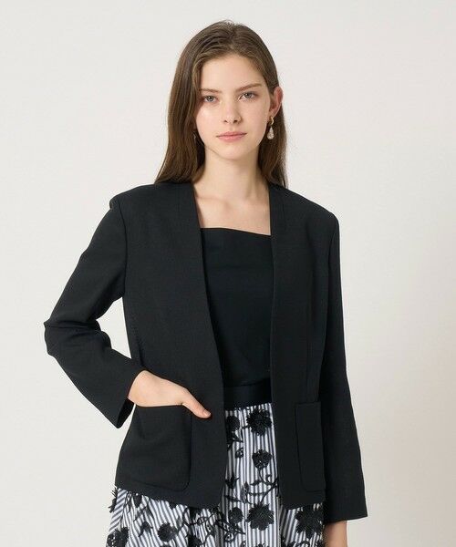 セットアップ対応商品】カラミリネンライクノーカラージャケット