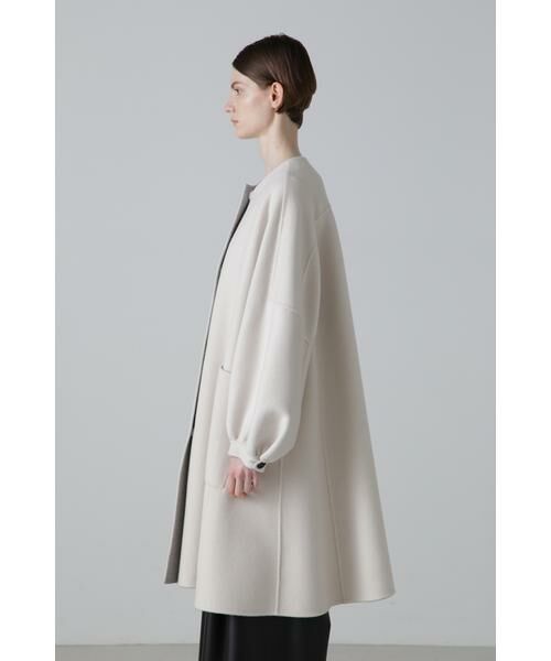 ◇カシミヤ混2TONEリバーノーカラーコート （アウター）｜ADORE