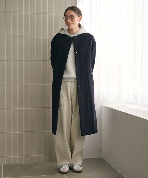 セール】 毛ナイロン ノーカラーコート （その他アウター