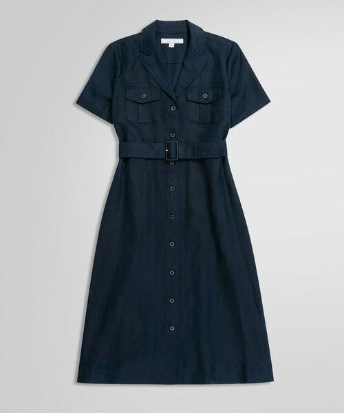 セール】 リネン ベルテッド シャツワンピース （ミニ丈・ひざ丈