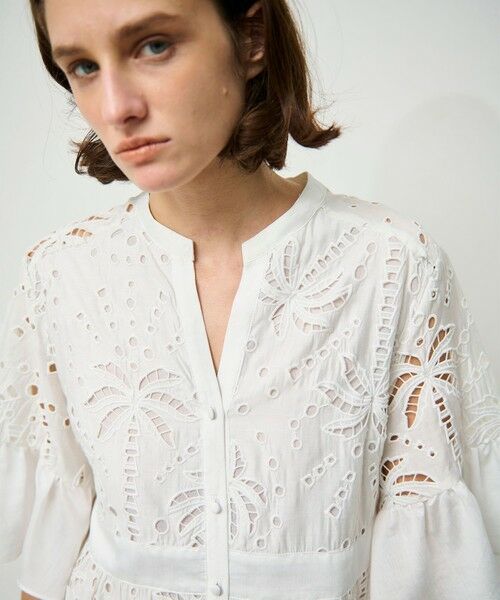 セール】 ヤシ柄カットワークワンピース （ロング・マキシ丈ワンピース