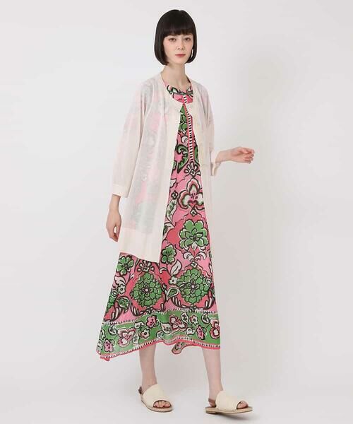 セール】 エスニックフラワープリントワンピース /洗える （ロング