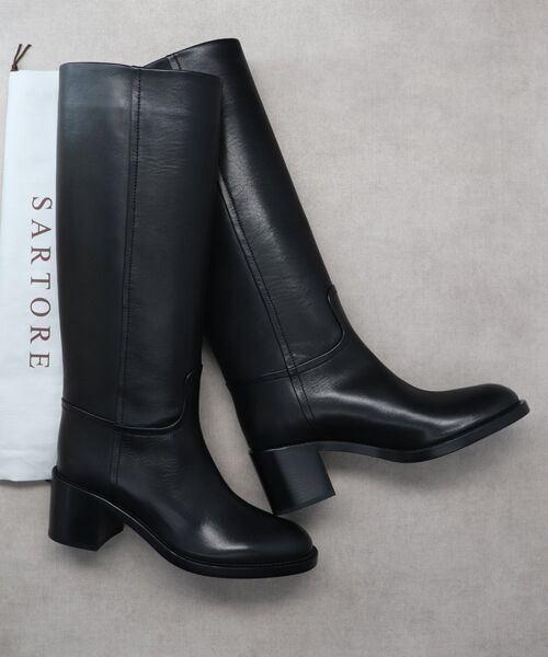 SARTORE】ラウンドトウチャンキーヒールロングブーツ （ブーツ（ロング