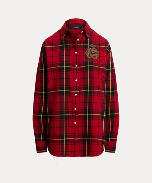 セール】 リラックス フィット ビーデッドロゴ チェック シャツ