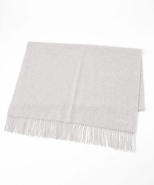 ネックアイテム フルラ（FURLA）カシミヤ100％ 大判無地フリンジ