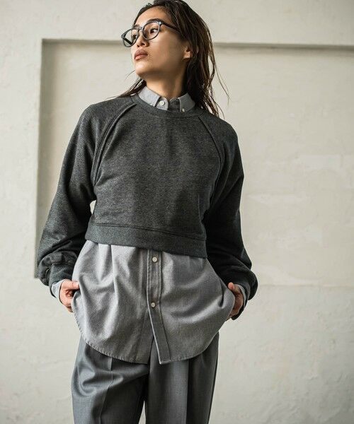 セール】 裏毛クロップドトレーナー≪洗濯機で洗える≫ （カットソー