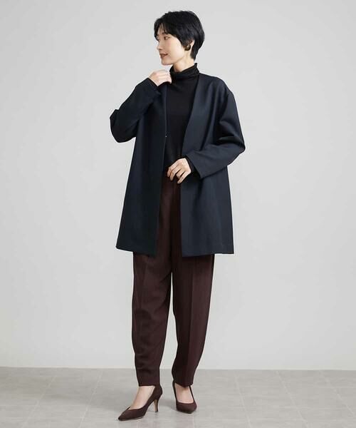 セール】 ［セットアップ対応］ノーカラーロングジャケット（裏地なし