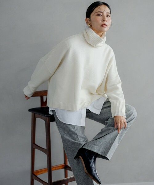 セール】 【洗える】ウールカシミヤ ニットポンチョ （ニット