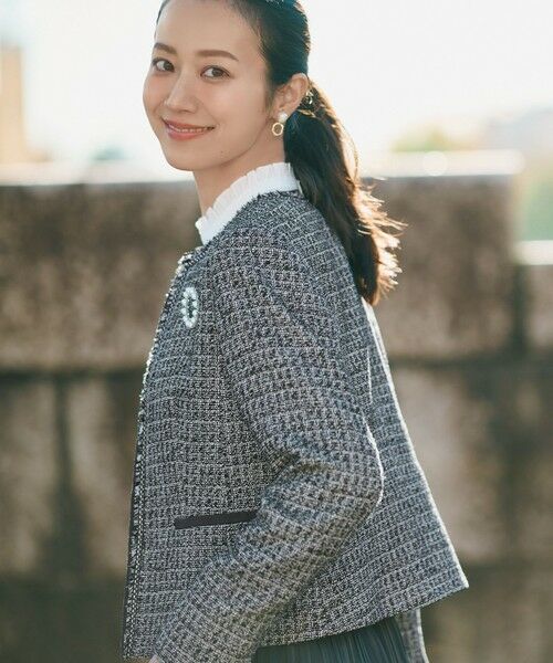 セール】 【セットアップ対応】シャインツイードストレッチ ノーカラー