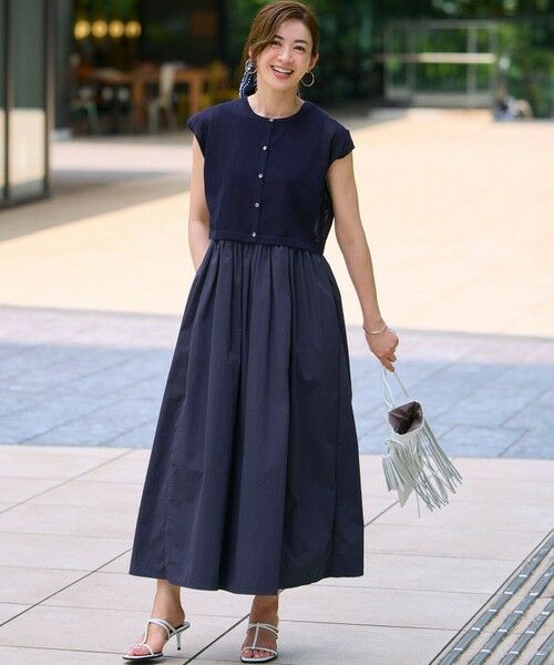 セール】 【Oggi8月号掲載/洗える】ニットレイヤード ワンピース