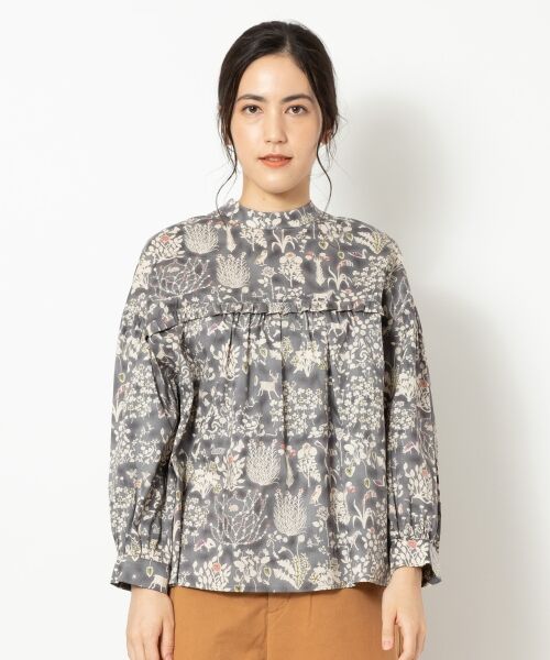 セール】 リバティプリントフリル切替ブラウス （シャツ・ブラウス
